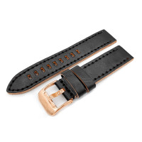 Кожаный ремешок Vostok-Europe  Almaz  / 22 мм / чорний / rose buckle