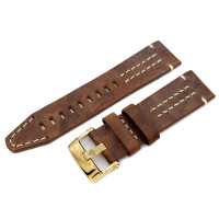 Шкіряний ремінець Vostok-Europe Ekranoplan / 25 мм / brown / white / yellow buckle