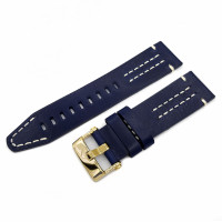 Кожаный ремешок Vostok-Europe  Ekranoplan  / 25 мм / blue / white / yellow buckle