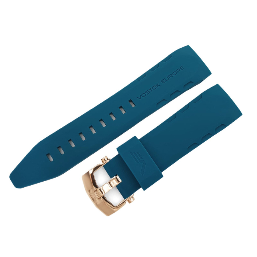 Силіконовий ремінець Vostok-Europe Lunokhod 2 / 25 мм / blue / rose buckle