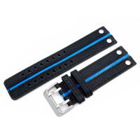 Шкіряний ремінець Vostok-Europe Expedition North Pole 1 / Everest / 24 мм / чорний / blue /  матова пряжка