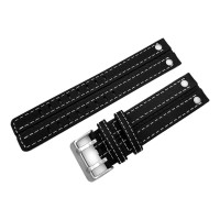 Кожаный ремешок Vostok-Europe  Expedition North Pole 1 / Everest  / 24 мм / чорний / white /  матова пряжка