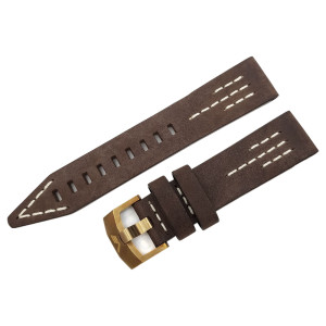 Кожаный ремешок Vostok-Europe  Vostok-Europe SSN-571 Nuclear Submarine / 22 мм / brown / white / bronze buckle