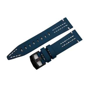 Кожаный ремешок Vostok-Europe  Rocket N1 vegetable  / 23 мм / dark blue / white / чорна пряжка