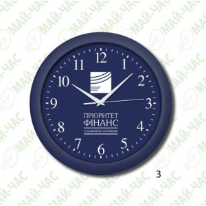 Настінний годинник з нанесеним логотипом ПРІОРИТЕТ ФІНАНС