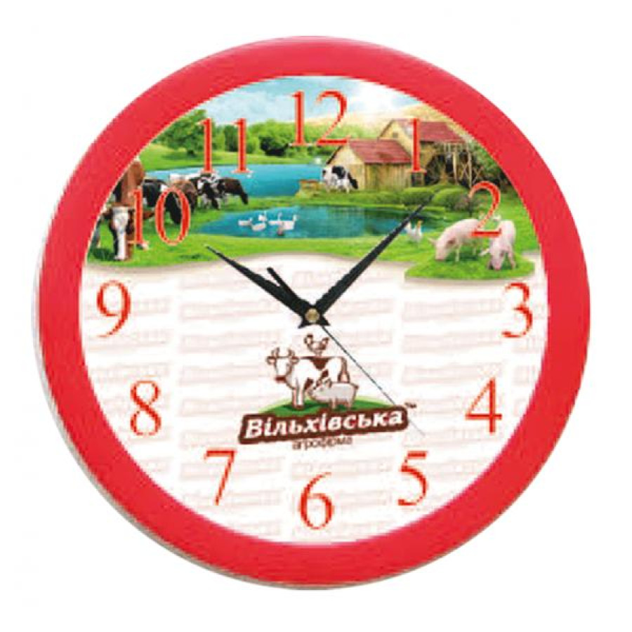 Настінний годинник з нанесеним логотипом Вільхівська агрофірма